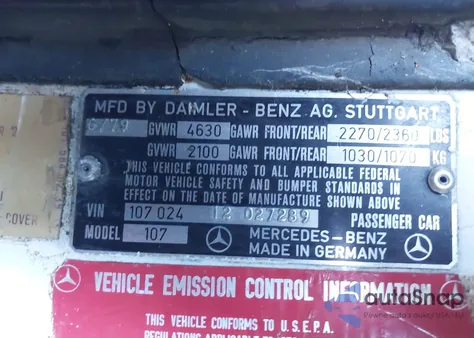 1979 Mercedes-Benz 450 z USA, uszkodzony, nr VIN 10702412027289